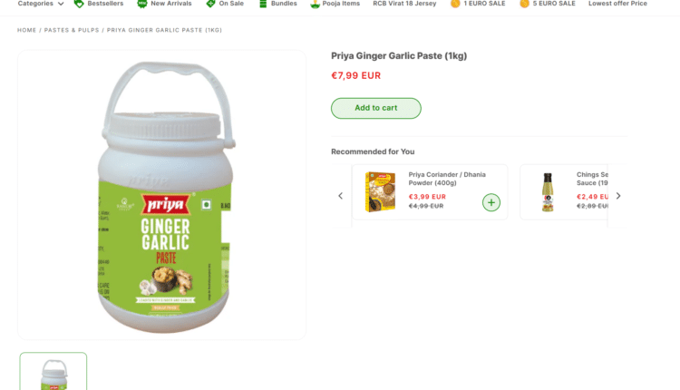 Dette billede viser Priya Ginger Garlic Paste i 1 kg bøtte, ideel til indiske hjemmekokke i Danmark. Tilgængelig på Dookan – Europas førende onlinebutik for indiske dagligvarer.
