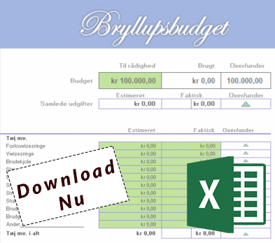 Download bryllupsbudget skabelonen