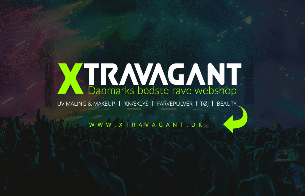 Xtravagant, rave, rave webshop, uv maling, farvepulver, glitter, solbriller, fest, rave tema, uv fest, uv party